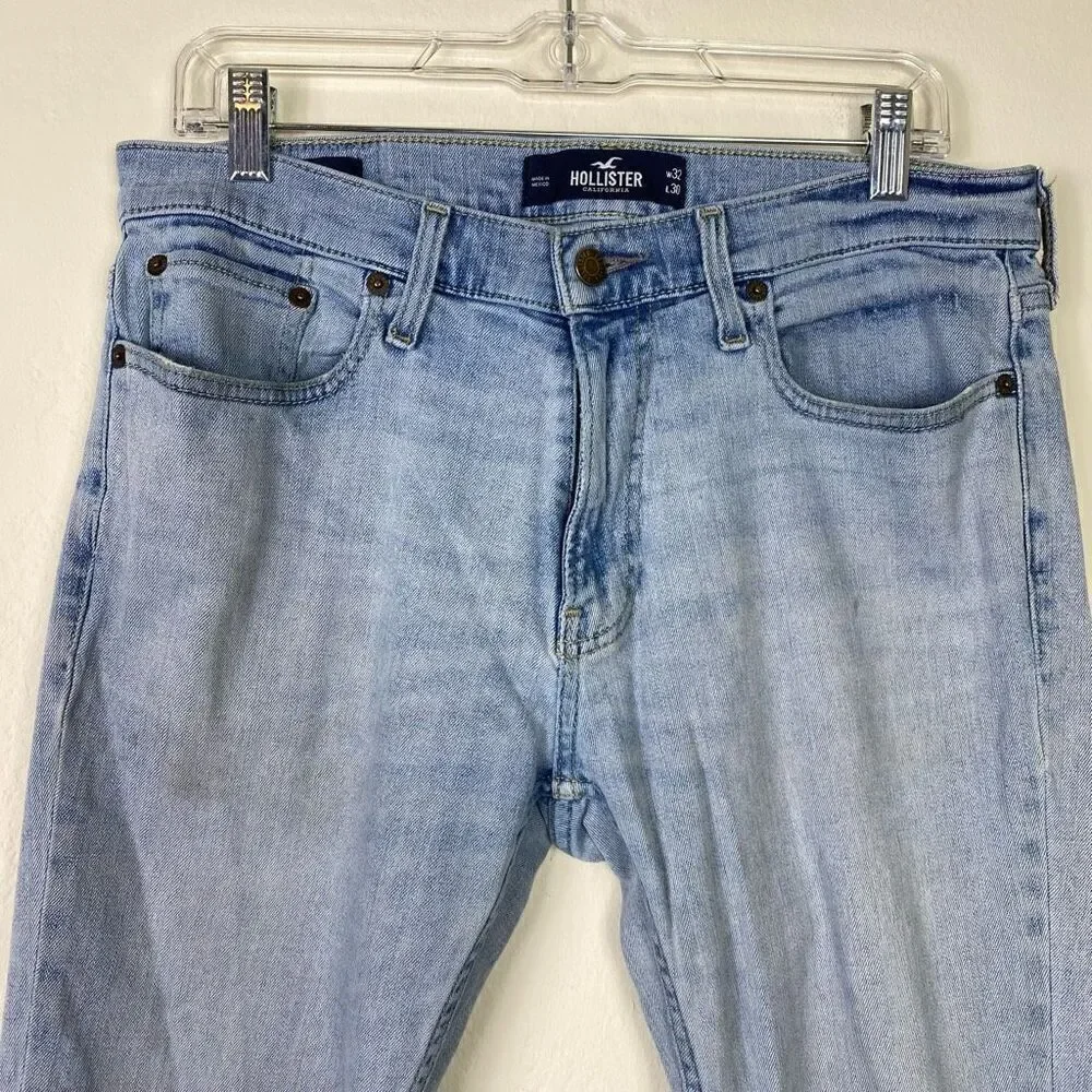 Hollister Men’s Epic Flex Light Wash Skinny Jeans 32:30